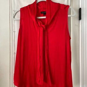 Banana Republic - Size Small - Red Sleeveless, Neck Tie / Key Hole Blouse